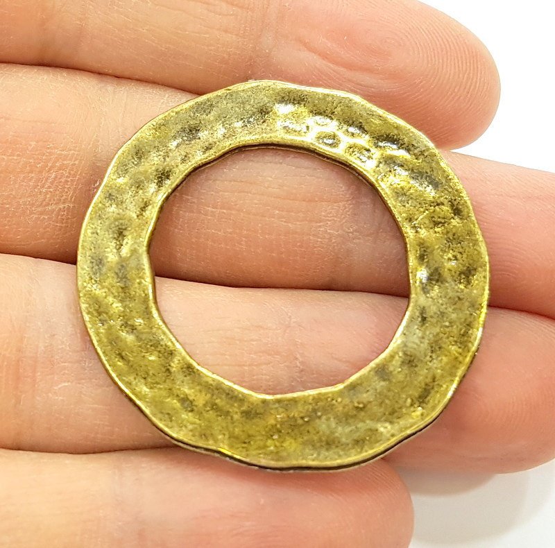 2 Antique Bronze Pendant Antique Bronze Circle Round Pendant  (38mm) G7187