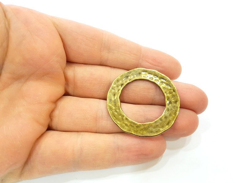 2 Antique Bronze Pendant Antique Bronze Circle Round Pendant  (38mm) G7187