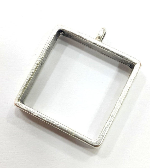 Silver Pendant Bezel Base Setting Necklace Blank Mountings Antique Silver Plated Brass (20 mm blank) G6560