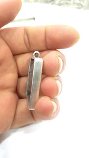 Silver Pendant Bezel Base Setting Necklace Blank Mountings Antique Silver Plated Brass (30 mm blank) G6562