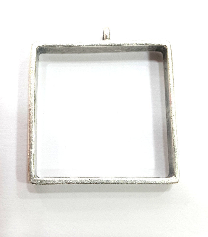 Silver Pendant Bezel Base Setting Necklace Blank Mountings Antique Silver Plated Brass (30 mm blank) G6562