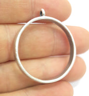 Silver Pendant Bezel Base Setting Necklace Blank Mountings Antique Silver Plated Brass (30 mm blank) G16439