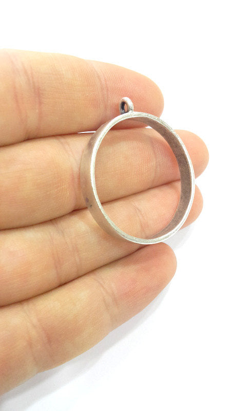 Silver Pendant Bezel Base Setting Necklace Blank Mountings Antique Silver Plated Brass (30 mm blank) G16439