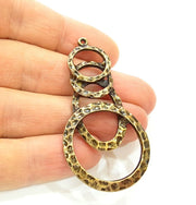2 Antique Bronze Pendant Antique Bronze Circle Round Pendant  (59x30mm) G7202
