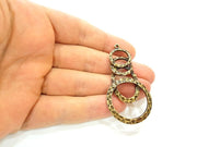 2 Antique Bronze Pendant Antique Bronze Circle Round Pendant  (59x30mm) G7202