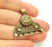 2 Tribal Pendant Ethnic Pendant Antique Bronze Pendant (35x33mm) G7205