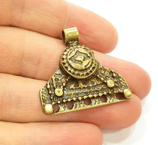 2 Tribal Pendant Ethnic Pendant Antique Bronze Pendant (35x33mm) G7205