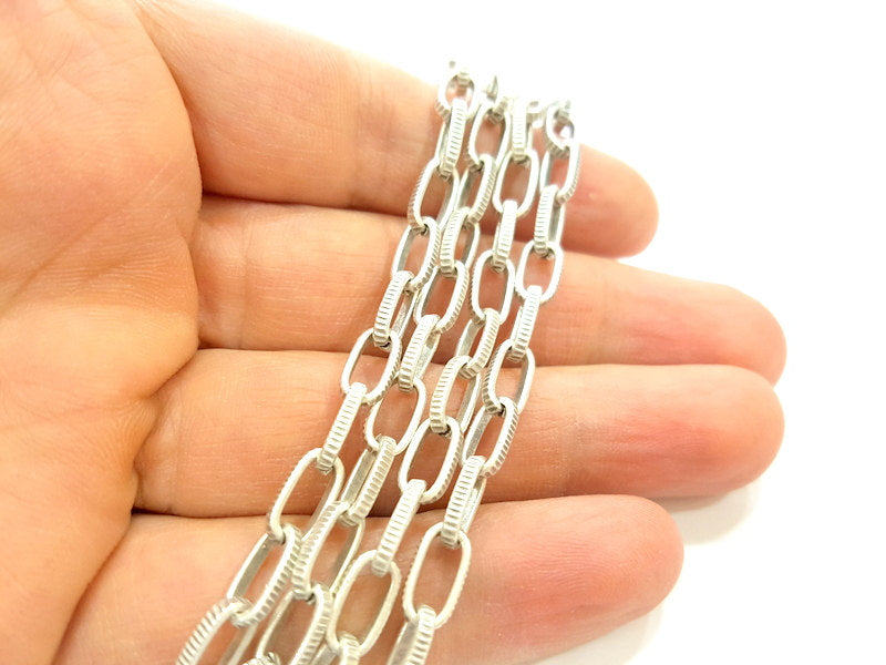 Silver Chain Antique Silver Plated Chain  1 Meter - 3.3 Feet (11x7 mm) G9560