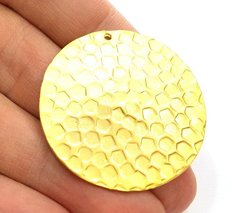 Gold Pendant Gold Plated Hammered Pendant (39mm)  G7223