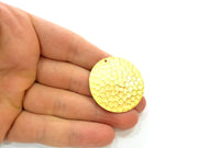 Gold Pendant Gold Plated Hammered Pendant (39mm)  G7223