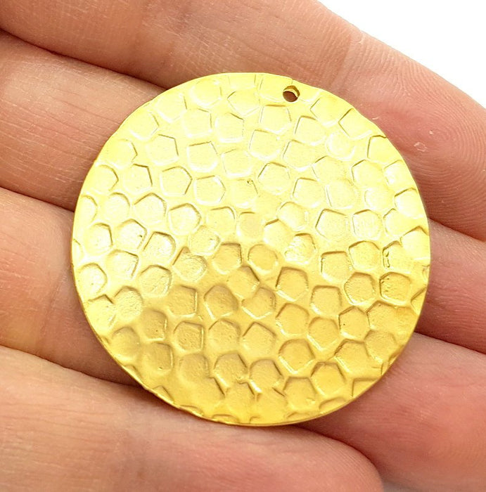 Gold Pendant Gold Plated Hammered Pendant (39mm)  G7223