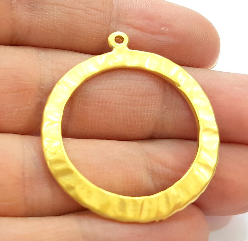 2 Gold Pendant Gold Plated Circle Pendant (36mm)  G7224
