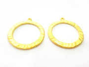 2 Gold Pendant Gold Plated Circle Pendant (36mm)  G7224