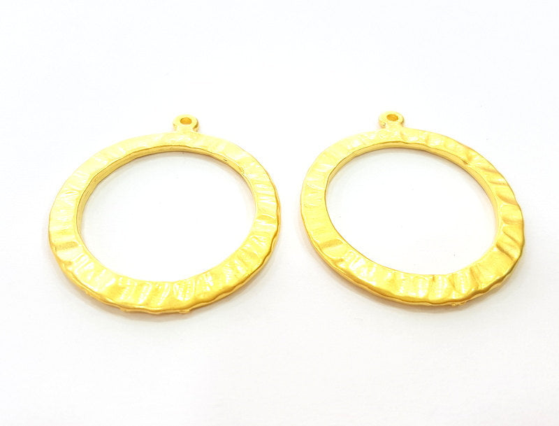 2 Gold Pendant Gold Plated Circle Pendant (36mm)  G7224