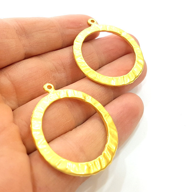 2 Gold Pendant Gold Plated Circle Pendant (36mm)  G7224