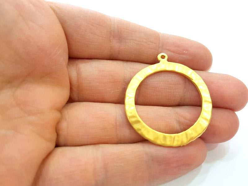 2 Gold Pendant Gold Plated Circle Pendant (36mm)  G7224