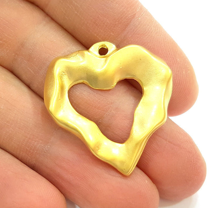 2 Gold Pendant Gold Plated Heart Pendant (33x30mm)  G7230
