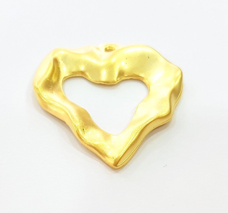 2 Gold Pendant Gold Plated Heart Pendant (33x30mm)  G7230
