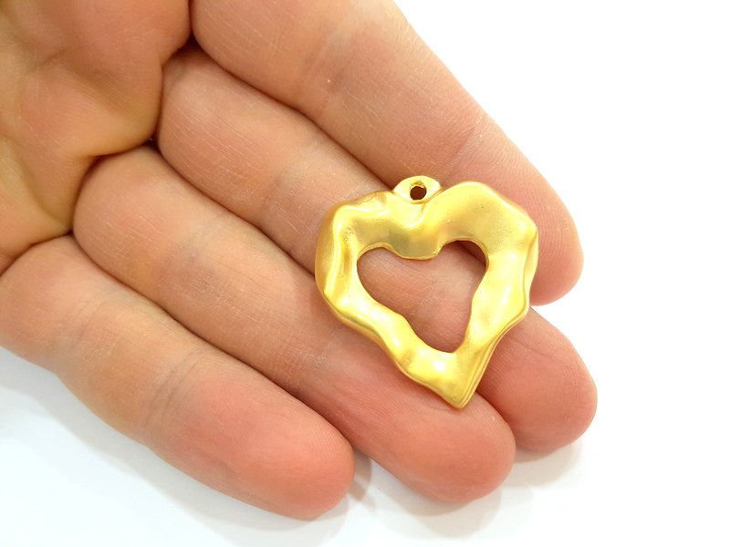 2 Gold Pendant Gold Plated Heart Pendant (33x30mm)  G7230
