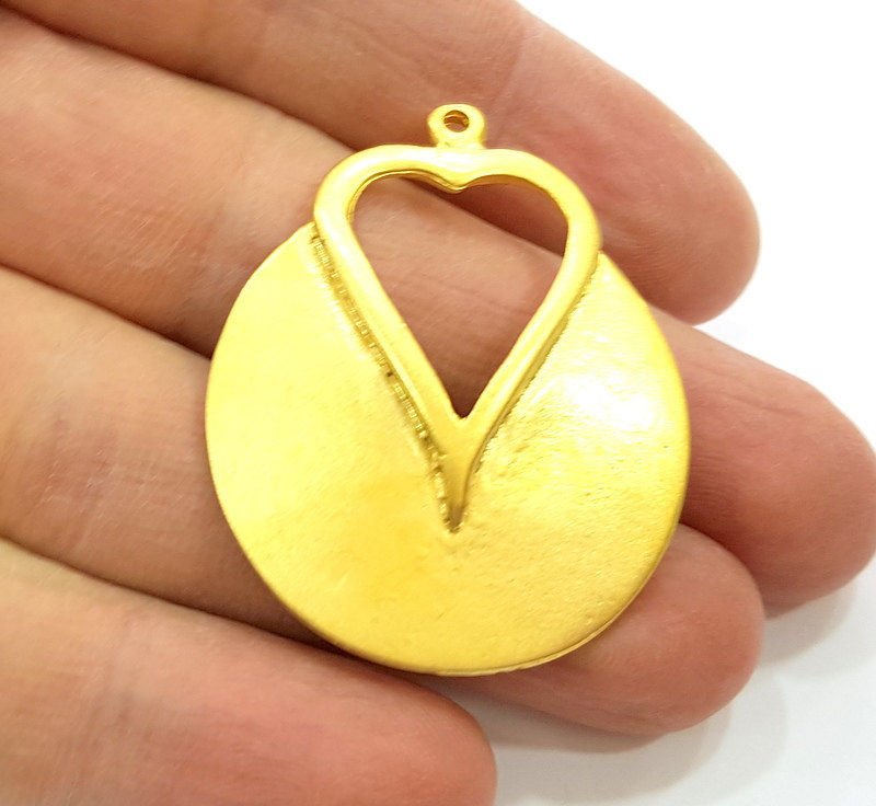 2 Heart Charms Gold Plated Charms (43x35mm)  G10806