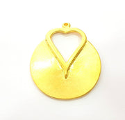 2 Heart Charms Gold Plated Charms (43x35mm)  G10806