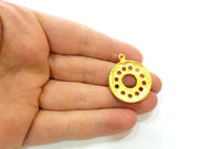 2 Gold Round Charms Gold Plated Charms (28mm)  G7233