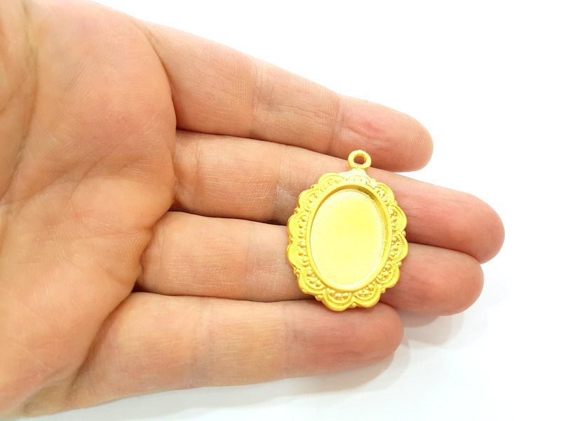 Gold Pendant Blank Gold Plated Pendant (40x28mm)  G7235