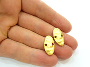 4 Gold Oval Connector Charm Gold Plated Charms (21x11mm)  G7248