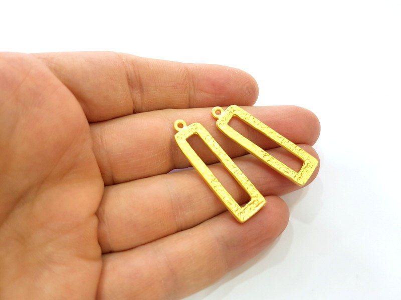 2 Gold Pendant Gold Plated Pendant (38x11mm)  G7249