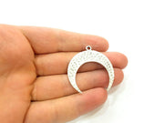 2 Crescent Charm Silver Moon Charm  Antique Silver Pendants  (40x38mm)  G12649
