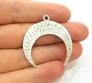 2 Crescent Charm Silver Moon Charm  Antique Silver Pendants  (40x38mm)  G12649