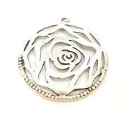 2 Silver Pendant Flower Charms Pendant Antique Silver Pendants  (42mm)  G7266