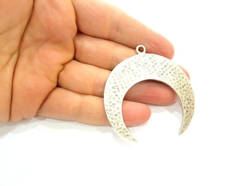 Moon Pendant Crescent Pendant Antique Silver Pendants  (62x60mm)  G7267