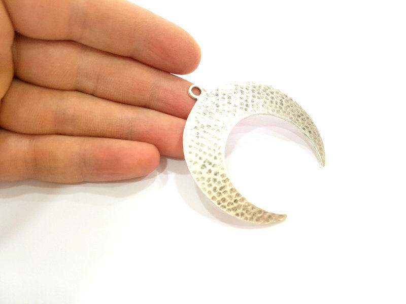Moon Pendant Crescent Pendant Antique Silver Pendants  (62x60mm)  G7267