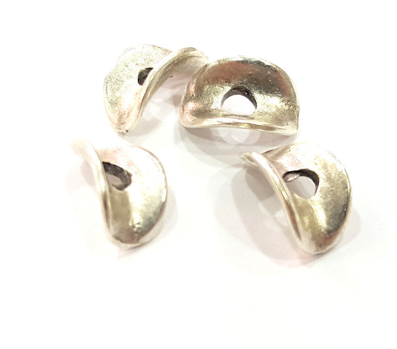10 Pcs Antique Silver Plated Round Connector Charms (15x10mm)  G6590