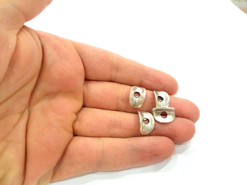 10 Pcs Antique Silver Plated Round Connector Charms (15x10mm)  G6590
