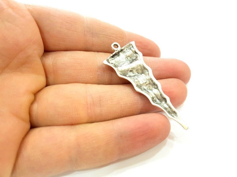 Twist Pendant Silver Pendant Antique Silver Plated Charms (54x22mm) G7272
