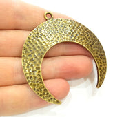 Crescent Pendant Moon Pendant Antique Bronze Hammered Pendant (60mm) G7280