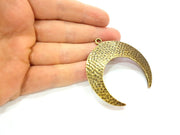 Crescent Pendant Moon Pendant Antique Bronze Hammered Pendant (60mm) G7280
