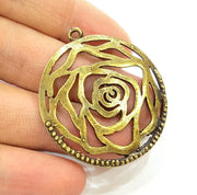 2 Antique Bronze Rose Pendant Antique Bronze Pendant (41mm) G7281