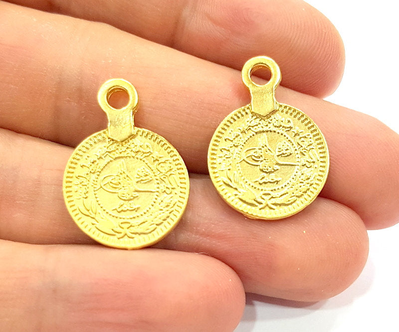 10 Gold Charms Gold Plated Ottoman Signature Charms  10 Pcs (17mm)  G6597