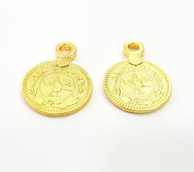 4 Gold Charms Gold Plated Ottoman Signature Charms  4 Pcs (17mm)  G6597