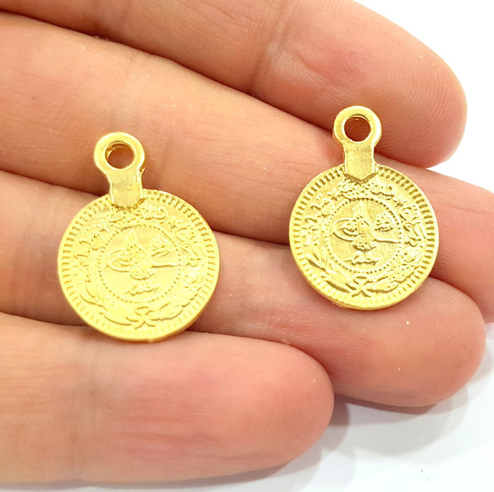 4 Gold Charms Gold Plated Ottoman Signature Charms  4 Pcs (17mm)  G6597