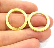 4 Gold Plated Circle Round Connector Pendants (24mm)  G6600