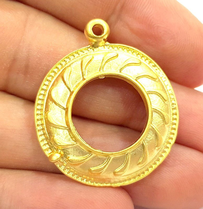 2 Gold Charms Gold Plated Pendant (30mm)  G6618