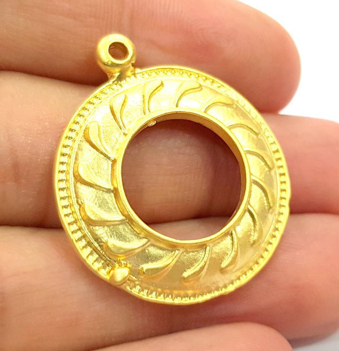 2 Gold Charms Gold Plated Pendant (30mm)  G6618