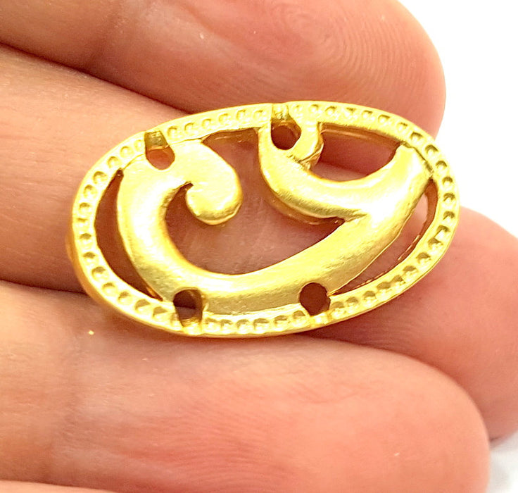 2 Gold Plated Necklace Connector Pendant  (28x16mm)  G6621