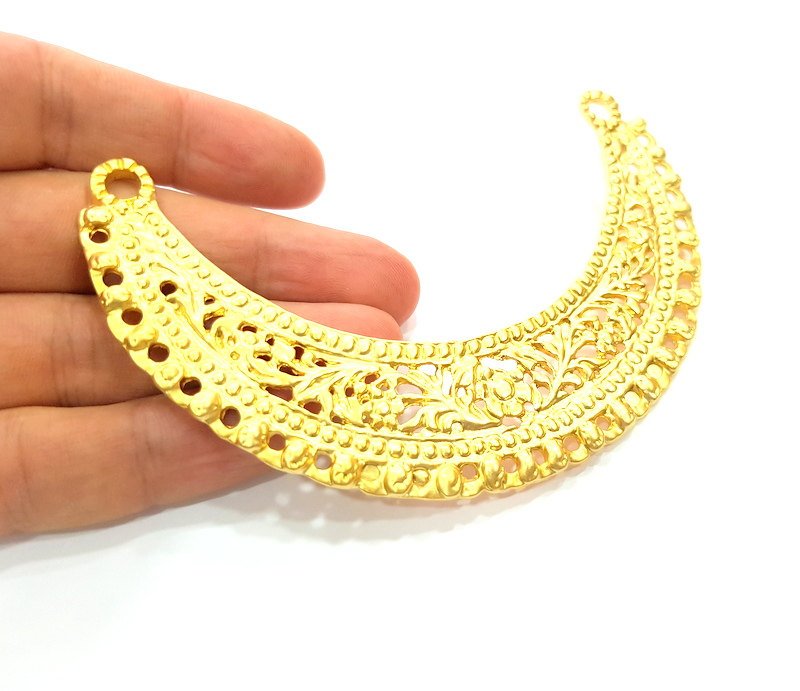 Gold Necklace Bar Pendant Collar Gold Plated Pendant (125x25mm)  G6624