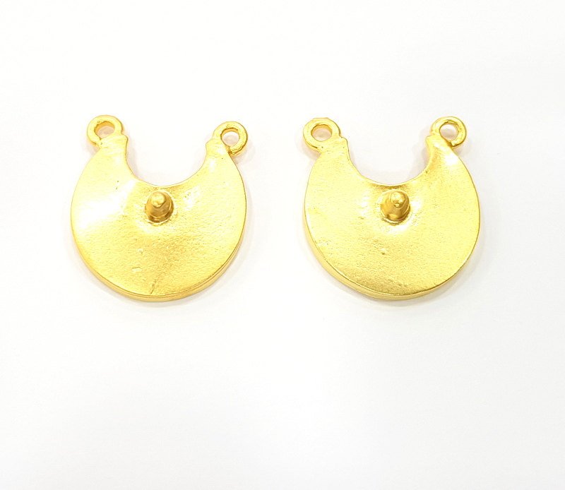 2 Gold Pendant Gold Plated Necklace Connector (24x21mm)  G6627