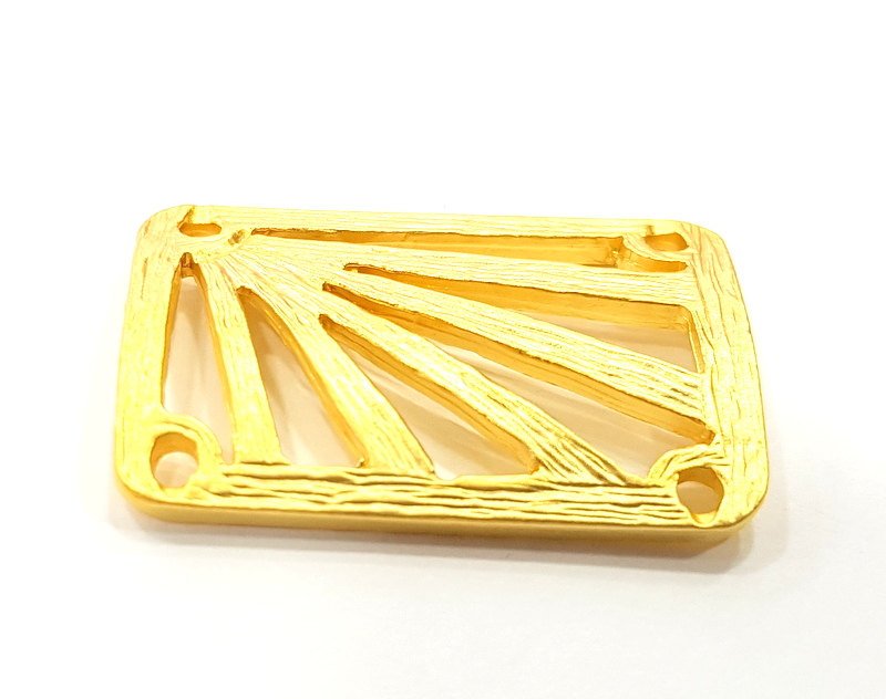 2 Gold Pendant Gold Plated Necklace Connector (30x20mm)  G6632